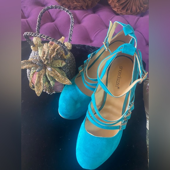 Shoe Dazzle teal 5inch dress shoes, Worn once - Picture 4 of 4